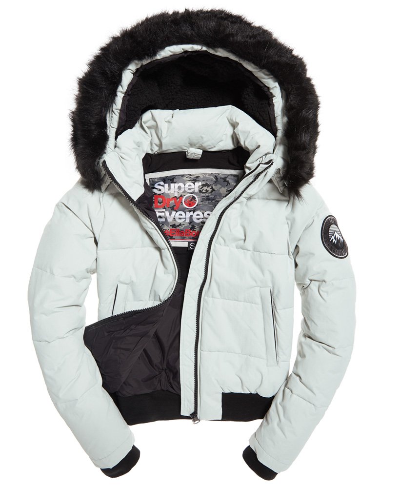 womens Everest Ella Bomber Jacket in Ice Cloud Grey | Superdry UK