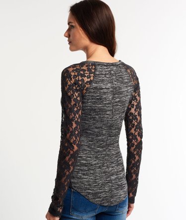 Super Sewn Lace Sleeve Grandad Top Image 4