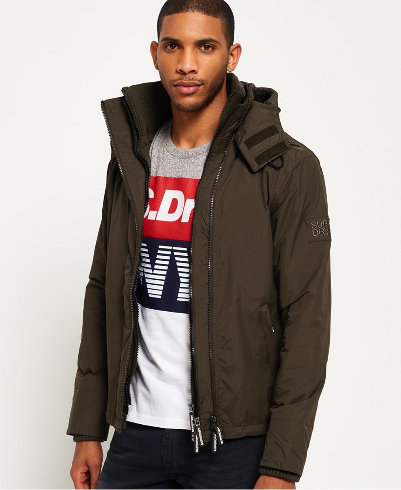mens Pop Zip Hooded Arctic SD-Windcheater Jacket in Army/Black