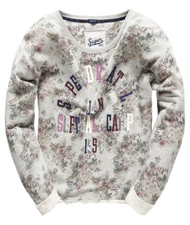 Sequin Logo Floral Crop Sweat Top Image 2
