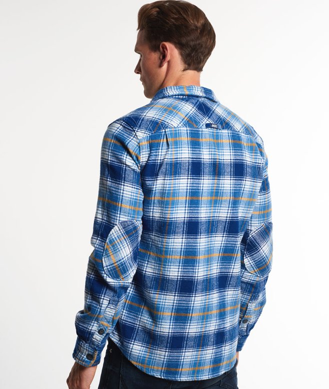 mens Milled Flannel Shirt in RIDGESAW ROYAL OMBRE Superdry US