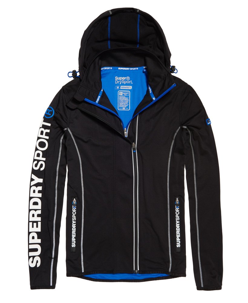 mens Sports Athletic Panel Zip Hoodie in Black | Superdry CA-EN