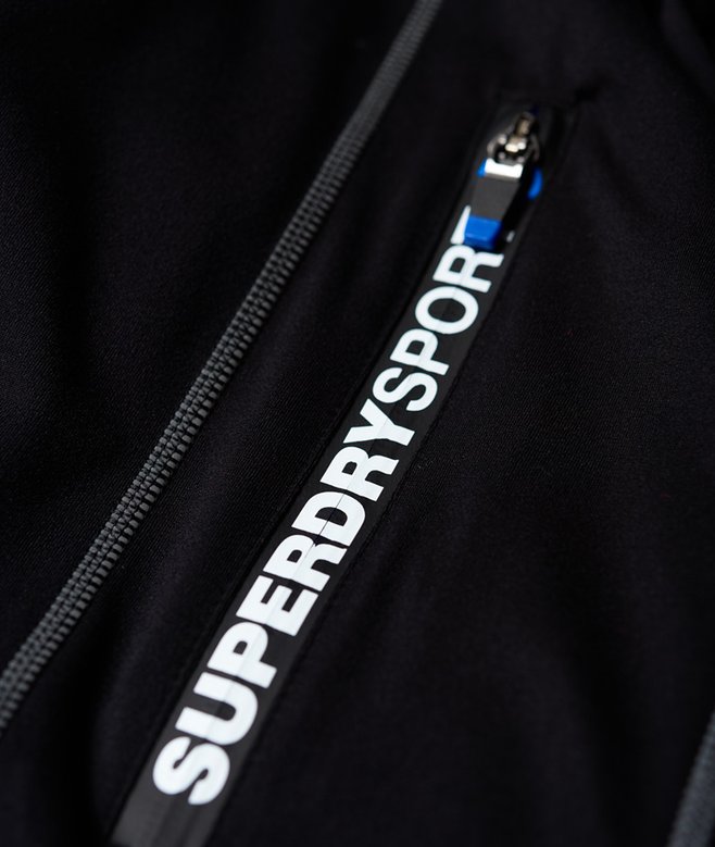 mens Sports Athletic Panel Zip Hoodie in Black Superdry UK
