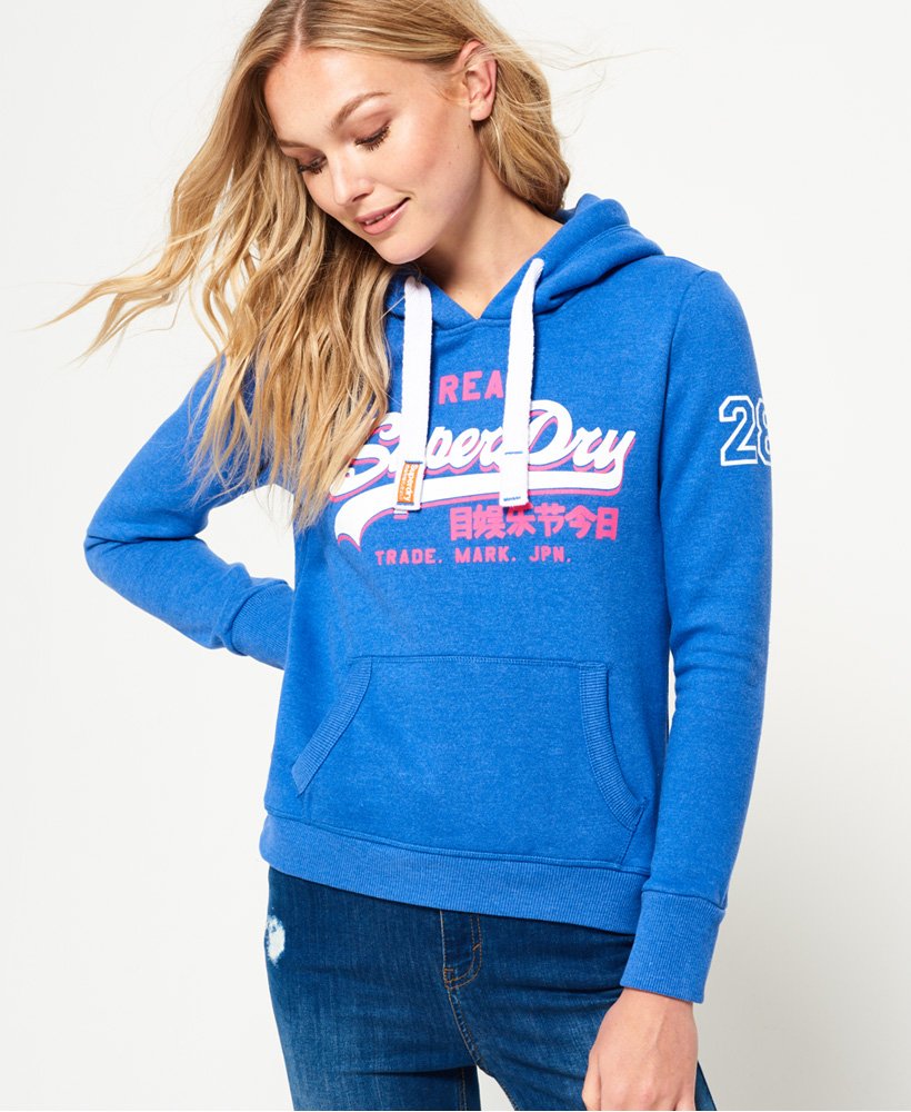 womens Vintage Logo Hoodie in SKY BLUE | Superdry US