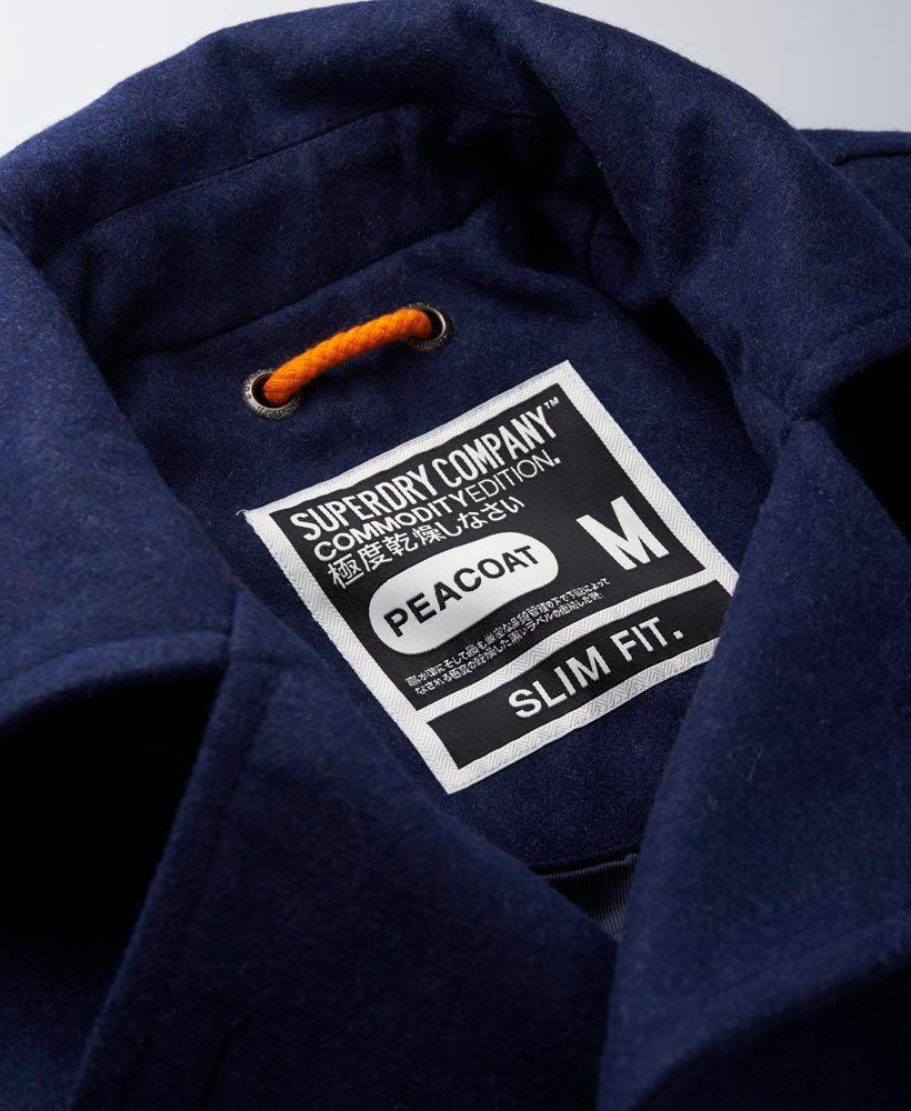 mens Commodity Slim Pea Coat in NAVY MARL | Superdry CA-EN
