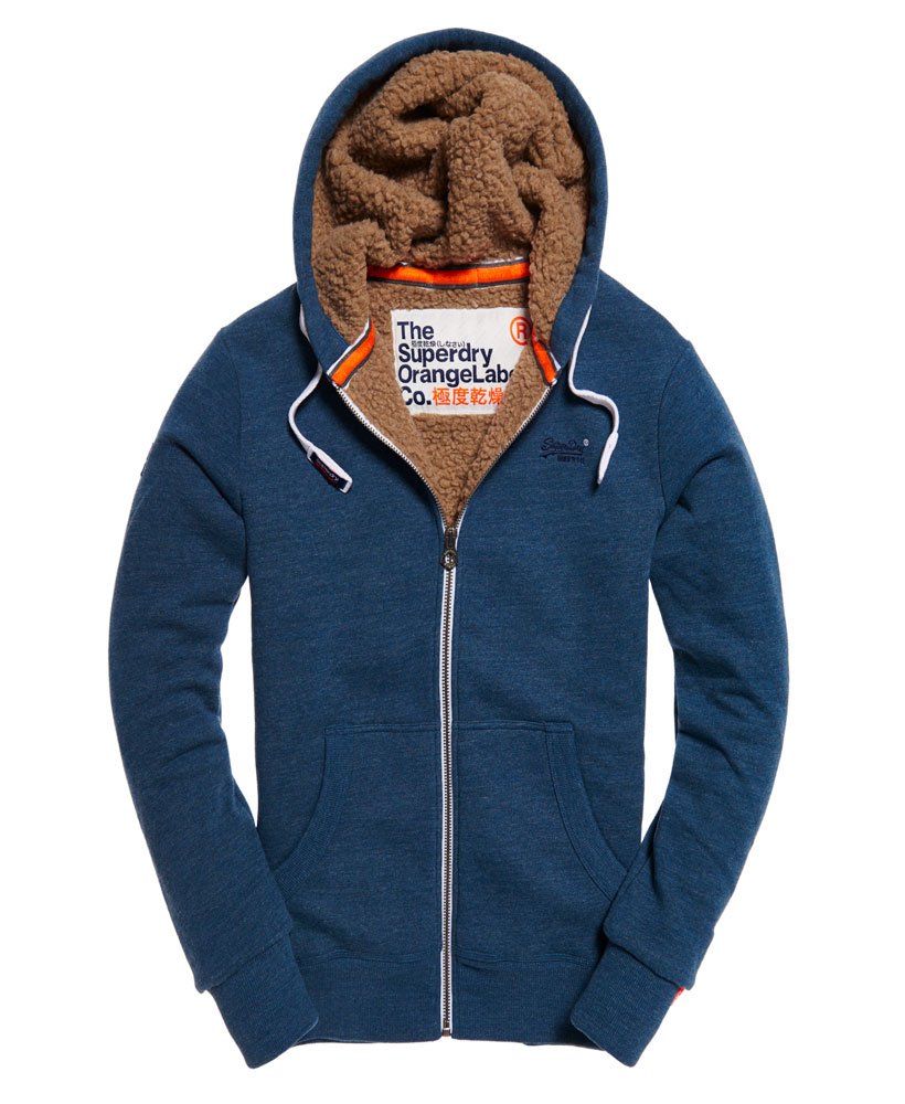 Heren Orange Label Heavy Winter hoodie met rits in petrol blue