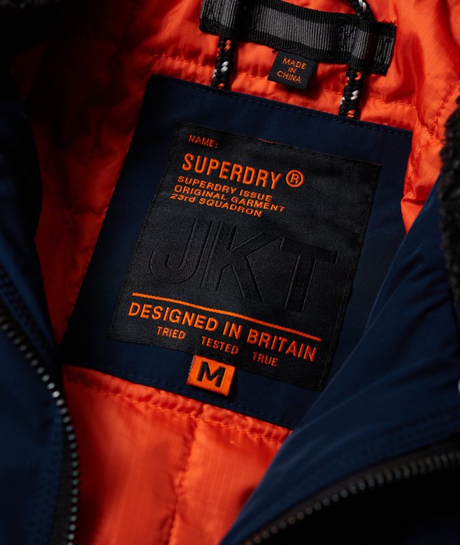 mens Wax Flight Borg Bomber Jacket in Navy Superdry CA-EN