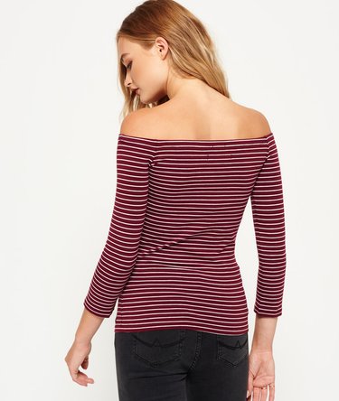 Top de rayas con escote Bardot Image 4