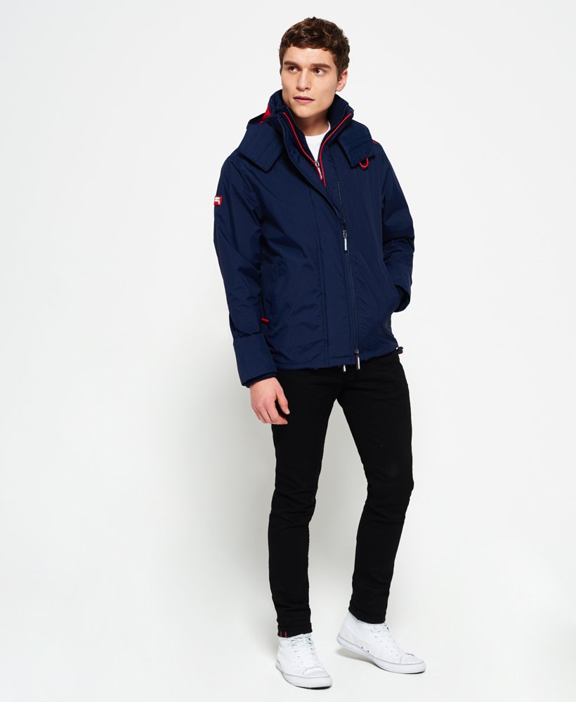 mens Pop Zip Hooded Technical Windcheater Jacket in NAUTICAL NAVY