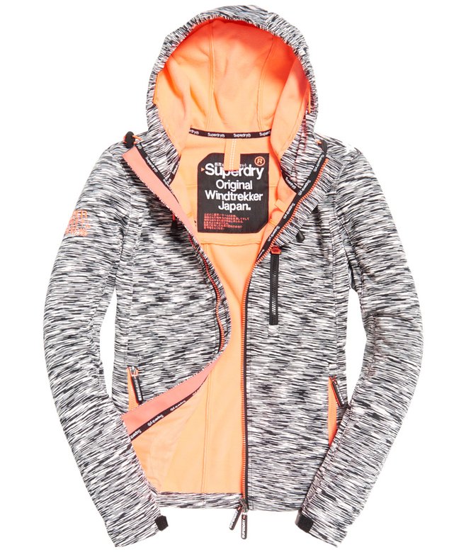 SD-Windtrekker Kapuzenjacke schwarz strukturiert/schock korallrot