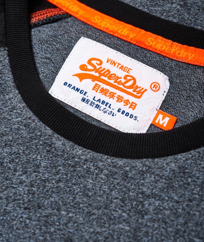 mens Orange Label Long Sleeve Baseball T-Shirt in Twilight Blue