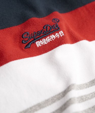 Retro Chest Stripe Pique Polo Shirt Image 6
