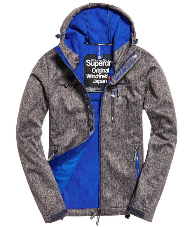 mens Hooded SD-Windtrekker Jacket in Dark Grey Grit/Studio Blue 