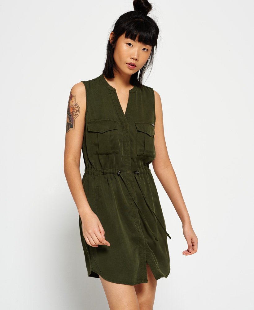 womens Utility Shirt Dress in Urban Khaki | Superdry US