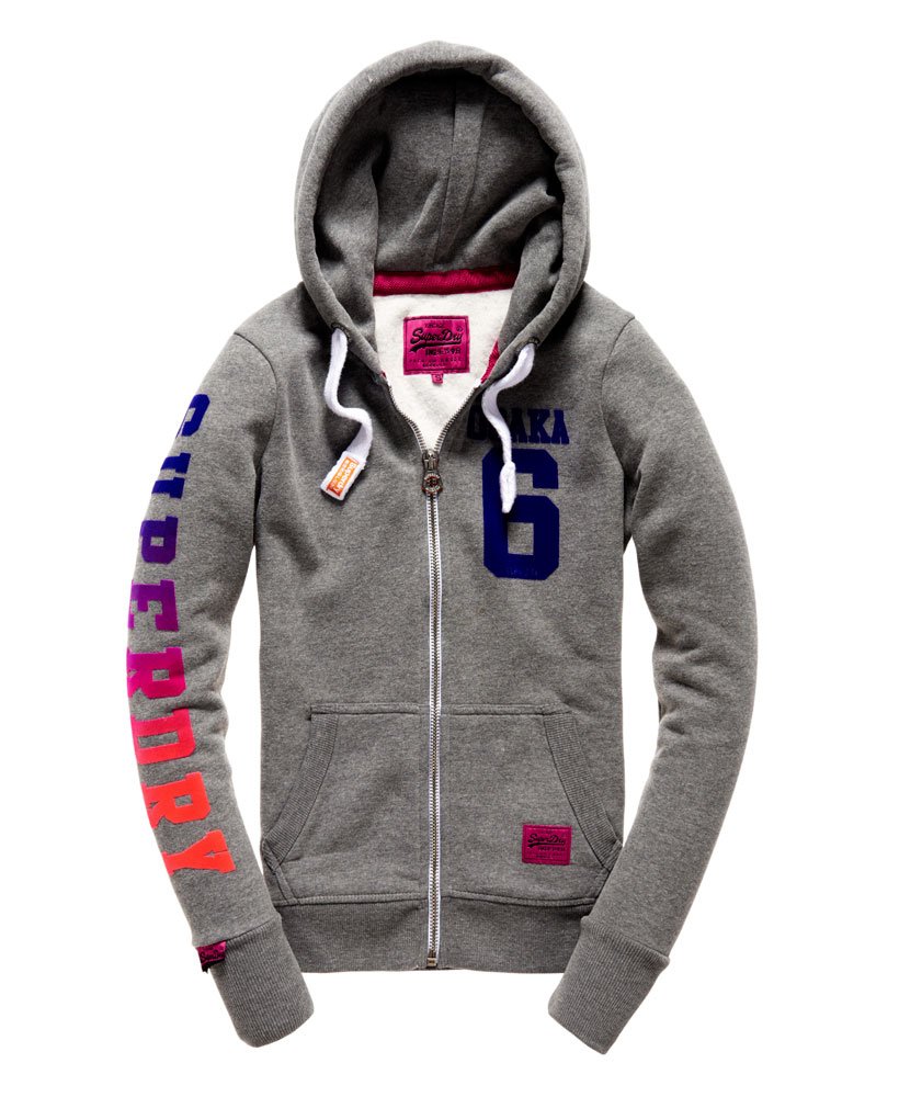 womens Osaka 6 Zip Hoodie in DARK MARL | Superdry US