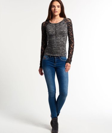 Super Sewn Lace Sleeve Grandad Top Image 3