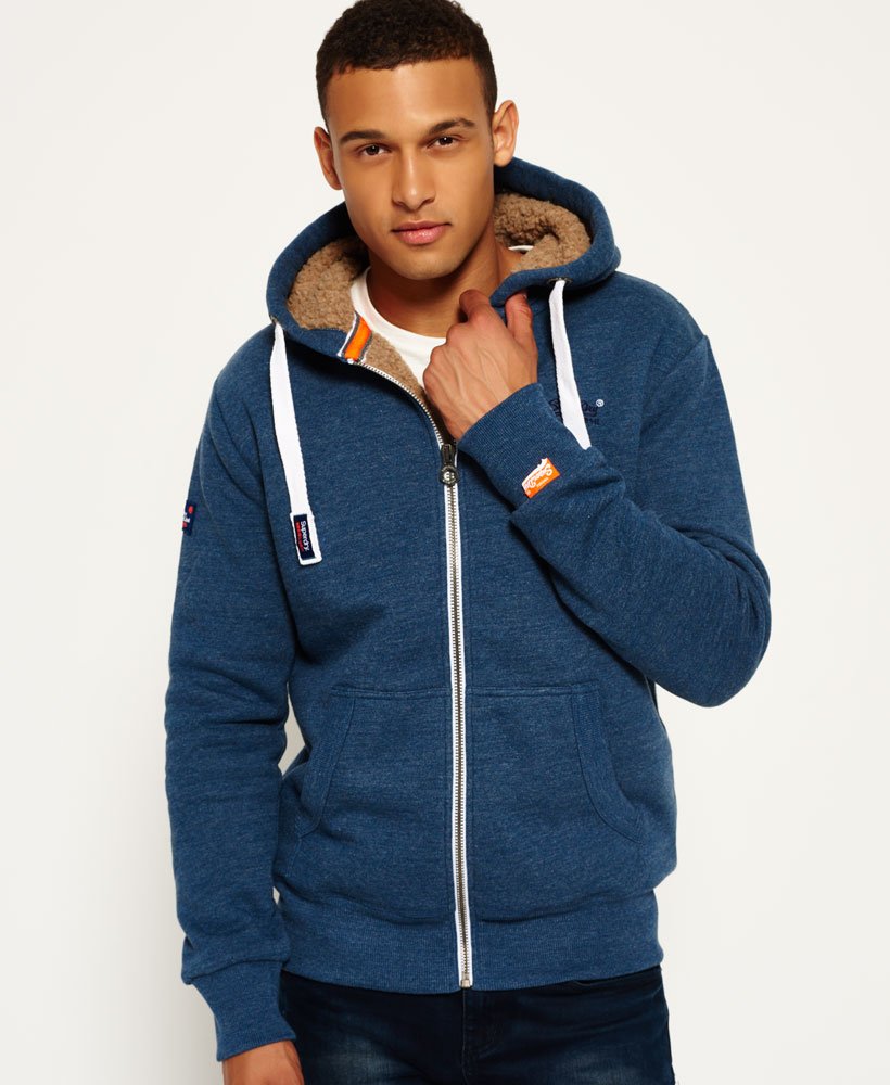 Heren Orange Label Heavy Winter hoodie met rits in petrol blue