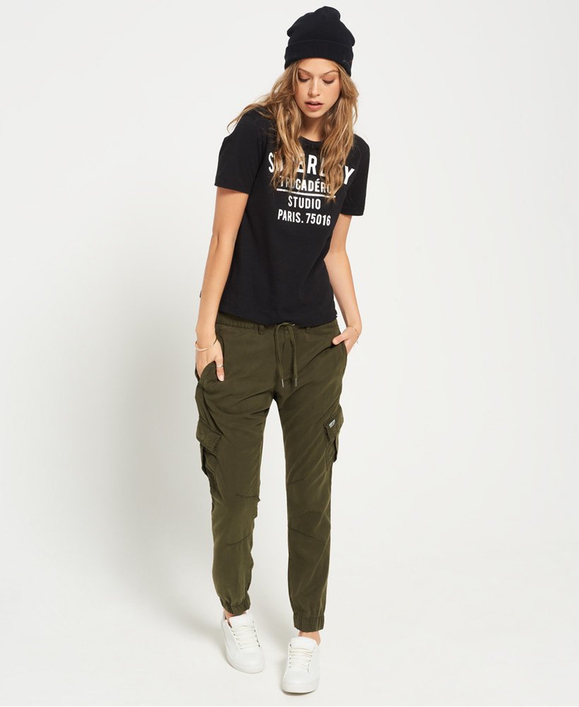womens Utility Cargo Joggers in Midwest Khaki | Superdry US