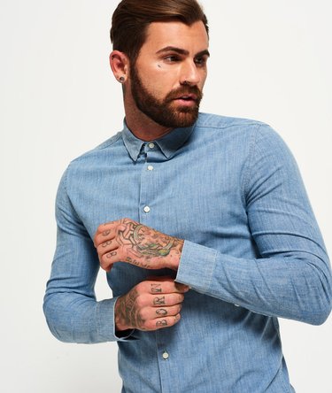 Chemise slim indigo à manches longues Tailored Image 5