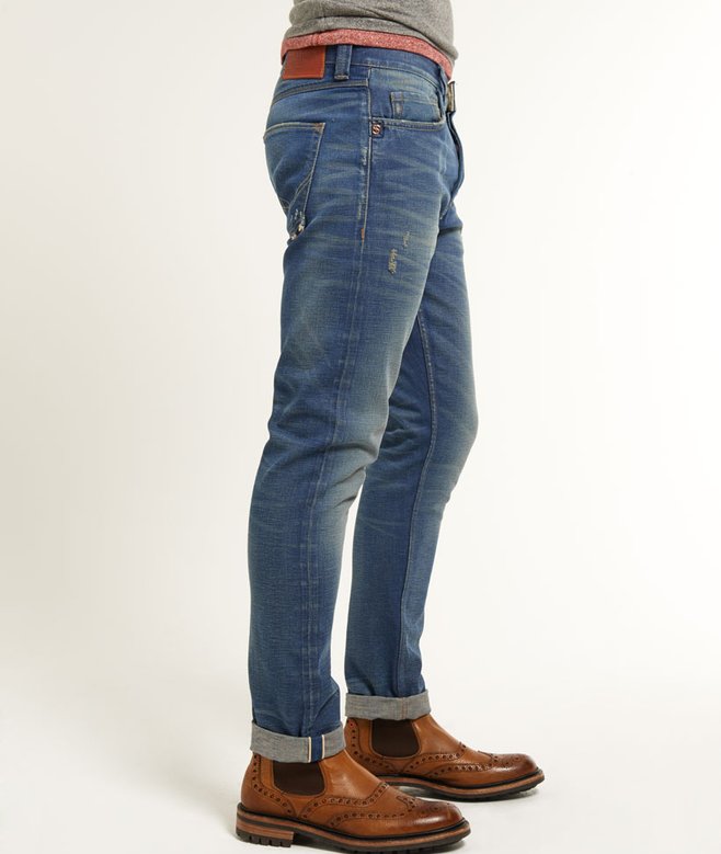 mens Copper Label Slim Jeans in RUGGED AGED SELVEDGE Superdry US
