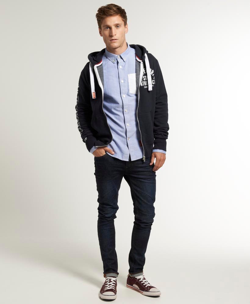 mens Track & Field Zip Hoodie in Eclipse Navy | Superdry US