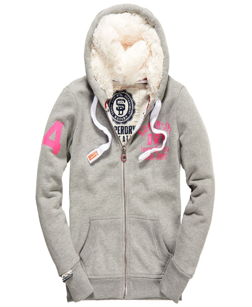 womens Track \u0026 Field Fur Hoodie in GREY MARL | Superdry UK