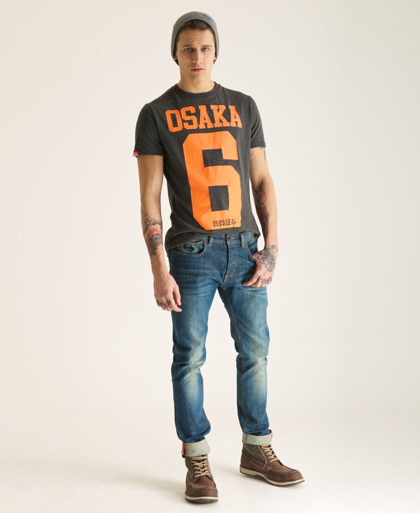 mens Osaka T-shirt in CHARCOAL MARL/JAFFA | Superdry US