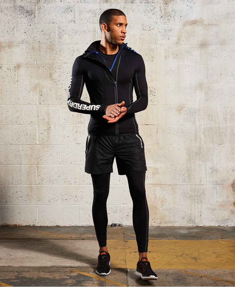 mens Sports Athletic Panel Zip Hoodie in Black | Superdry CA-EN
