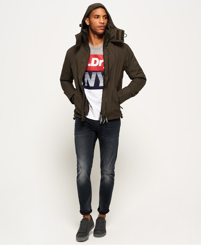 mens Pop Zip Hooded Arctic SD-Windcheater Jacket in Army/Black