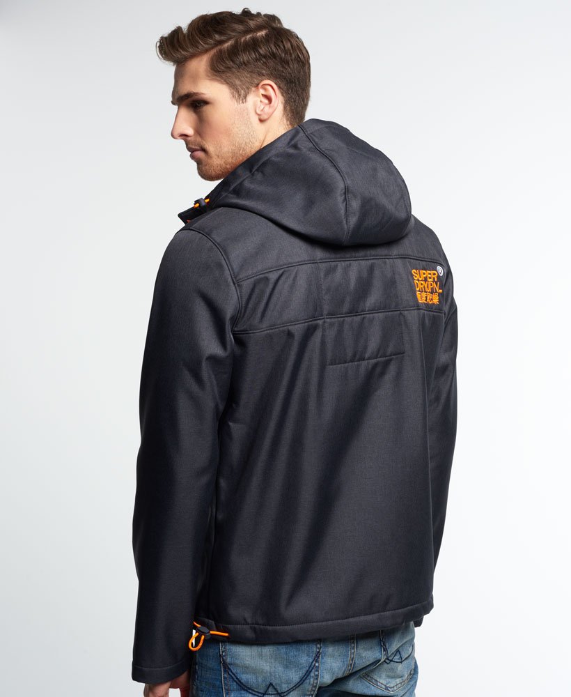 mens Hooded SD-Windtrekker Jacket in DARK GREY MARL/FLURO ORANGE