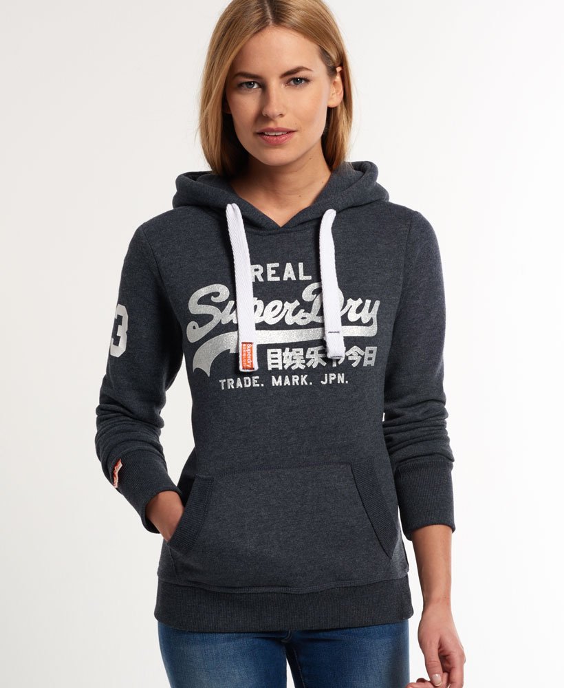 womens Vintage Logo Hoodie in MIDNIGHT MARL | Superdry US