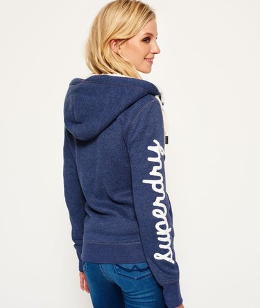 Borg hoodie met rits en appliqué Image 5