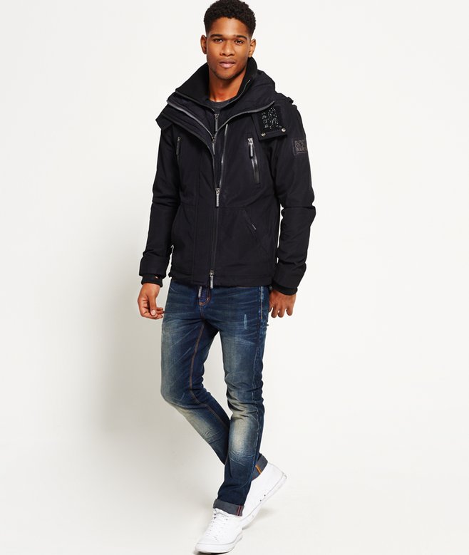 mens Microfibre Hooded SD-Windattacker Jacket in Deep Black