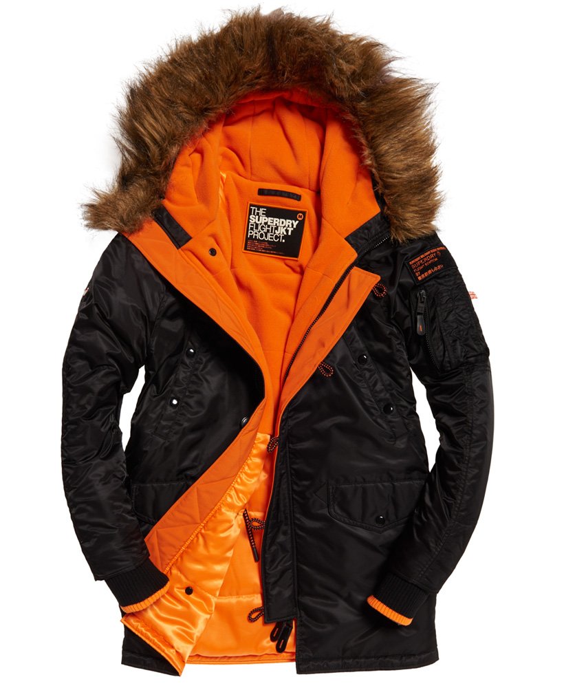 mens SD-3 Parka Coat in BLACK/JAFFA | Superdry US
