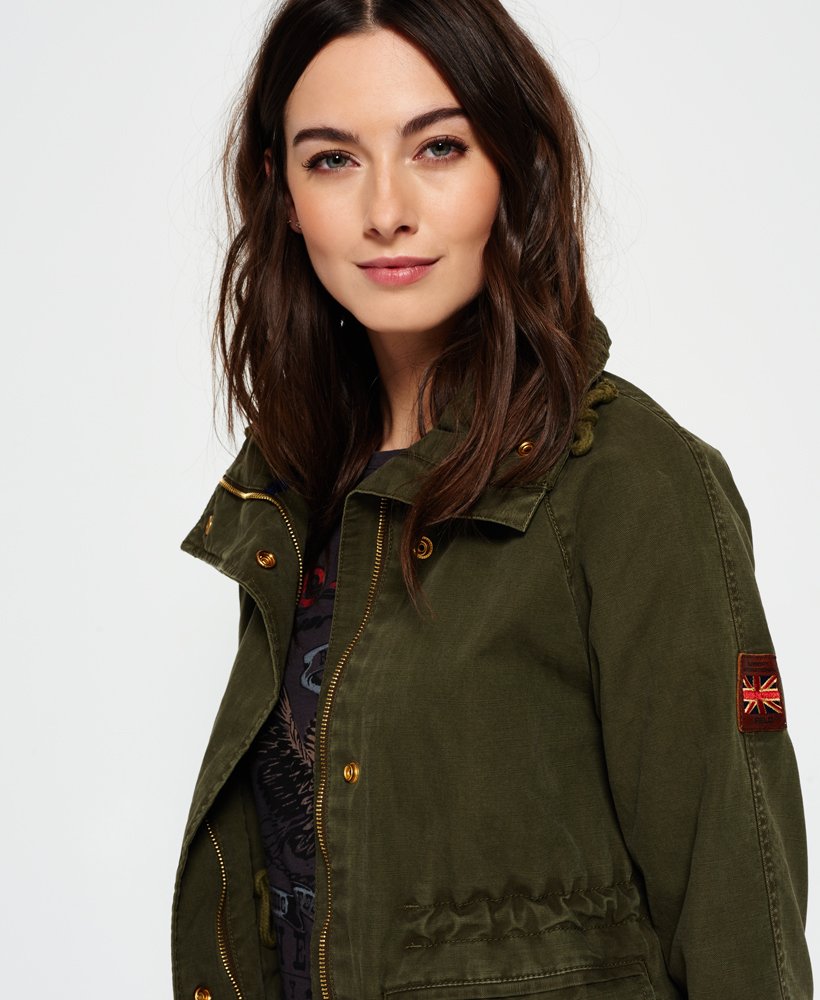 womens Rookie Field Crop Parka Jacket in OLIVE | Superdry UK