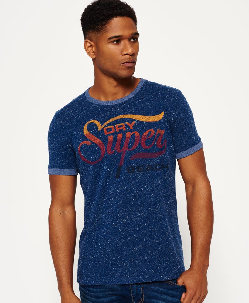 トップス RINGO mens 77 Swim Ringer T-shirt in French Navy Snowy | Superdry CA-EN