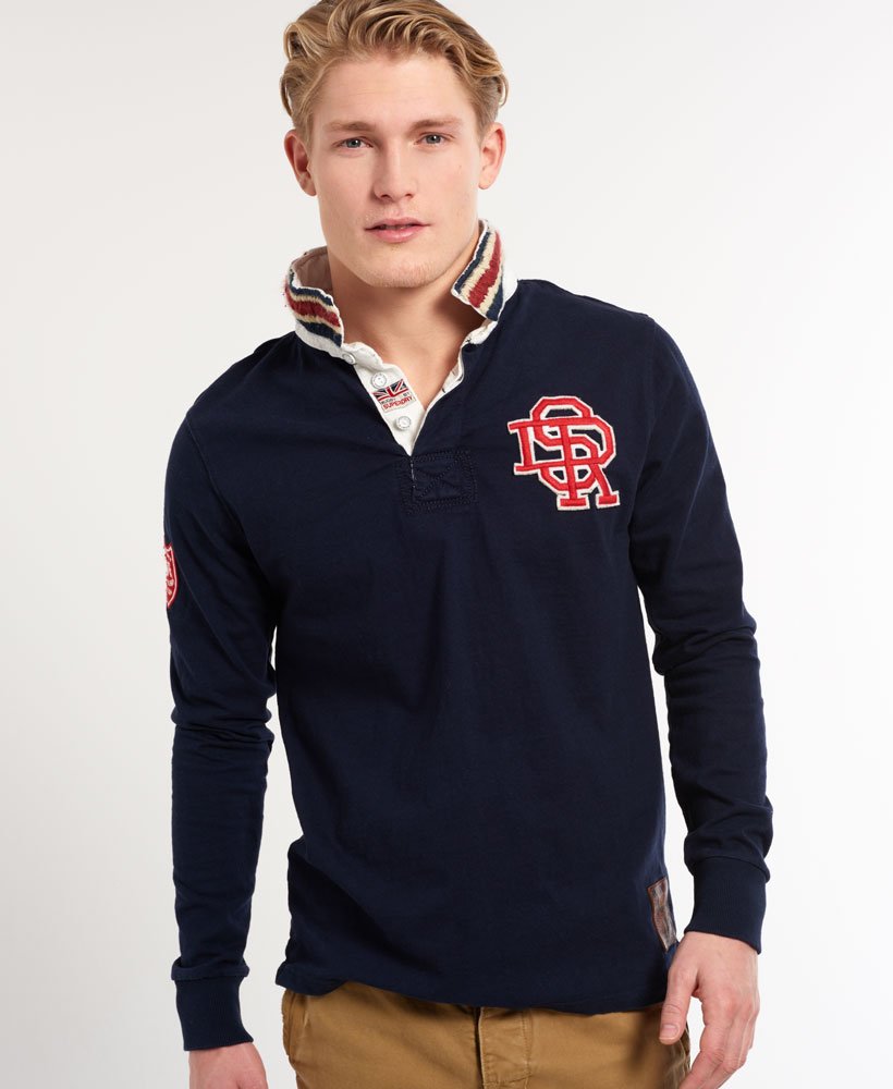 Superdry ラガーシャツ ネイビー サイズ15 mens Herculean Rugby Shirt in Scottish Navy | Superdry US