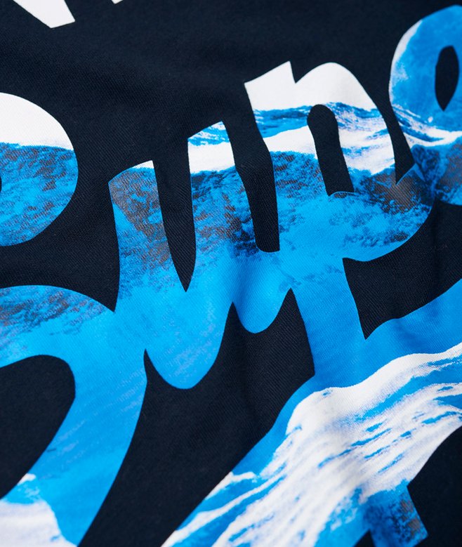 T-shirt Superdry Et Races - Taille M UK - Bleu - Occasion En Très Bon état