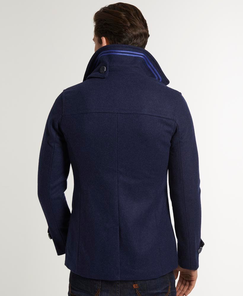 mens Commodity Slim Pea Coat in NAVY MARL | Superdry CA-EN