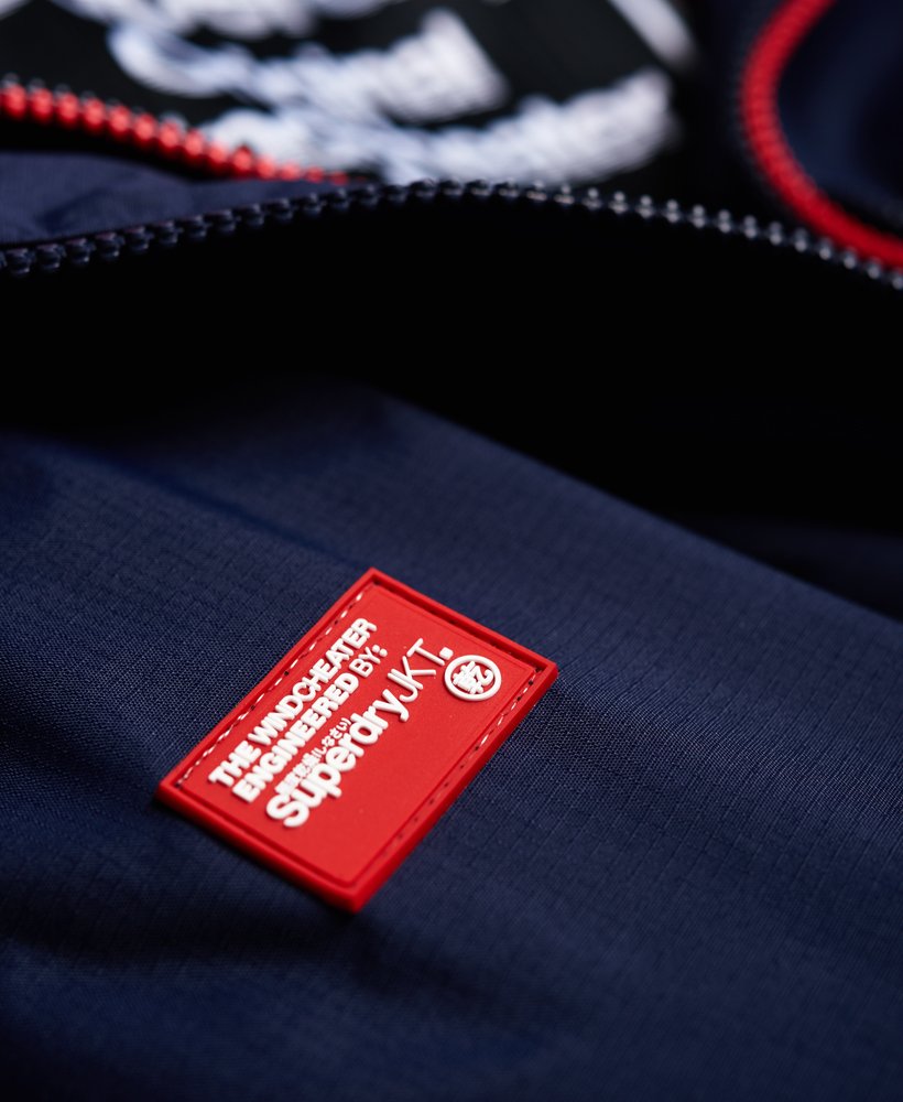 mens Pop Zip Hooded Technical Windcheater Jacket in NAUTICAL NAVY