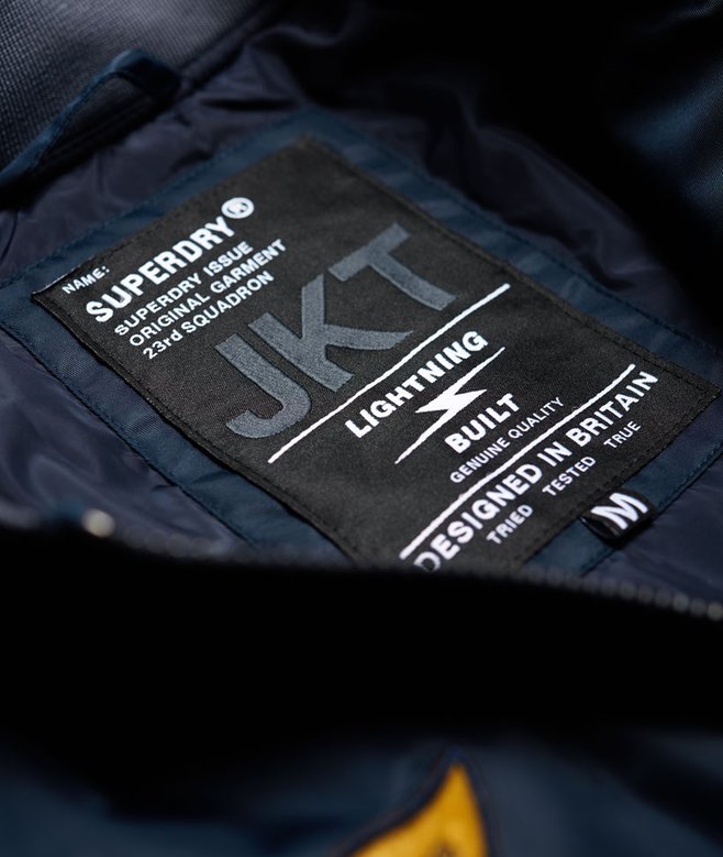 mens Contrast Sleeve Bomber Jacket in Navy Grey Superdry UK