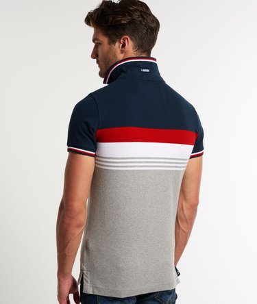 Retro Chest Stripe Pique Polo Shirt Image 4