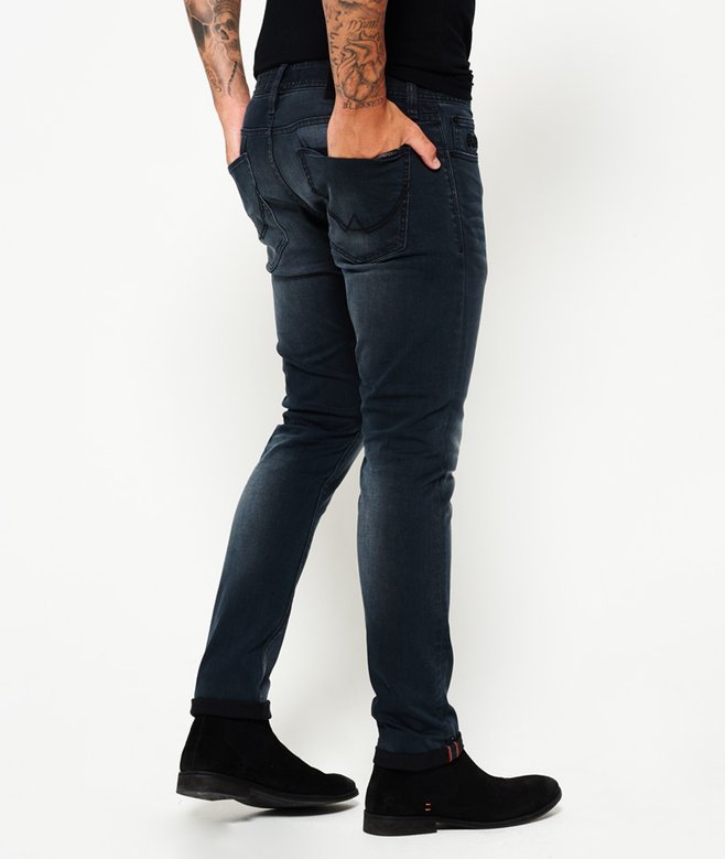 mens Skinny Jeans in Dusted Black Blue Superdry UK