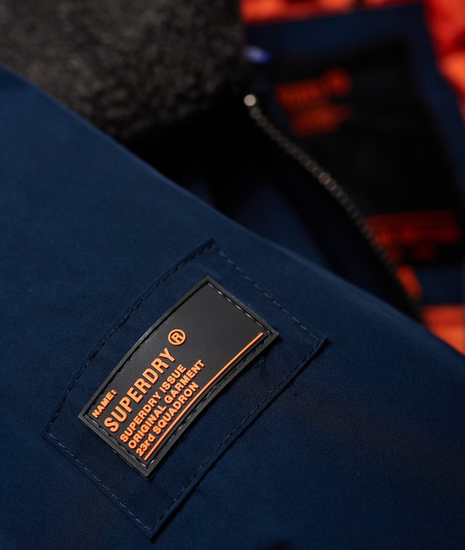 mens Wax Flight Borg Bomber Jacket in Navy Superdry CA-EN