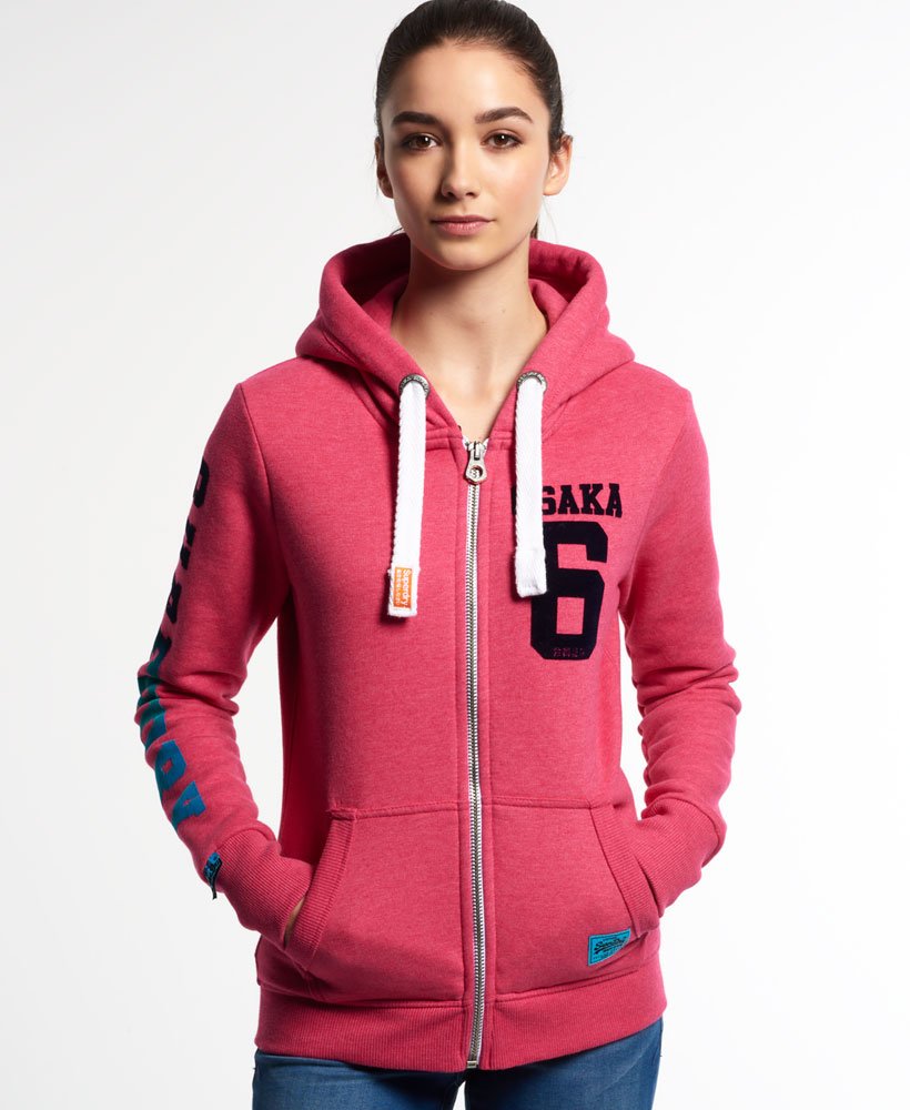 womens Osaka 6 Zip Hoodie in PUNK PINK MARL | Superdry CA-EN