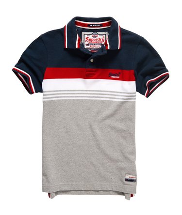 Retro Chest Stripe Pique Polo Shirt Image 1