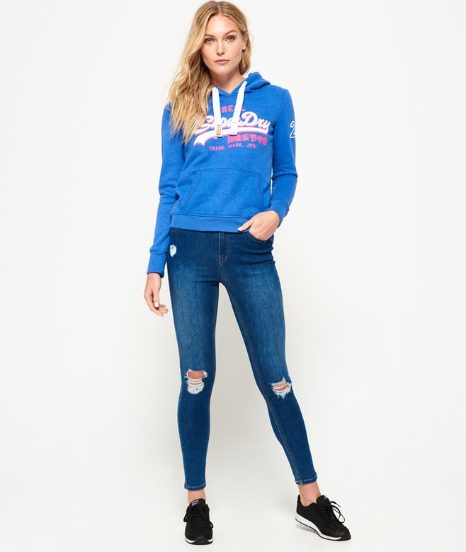 Mujer Sudadera con capucha y logo Vintage en azul cielo Superdry ES
