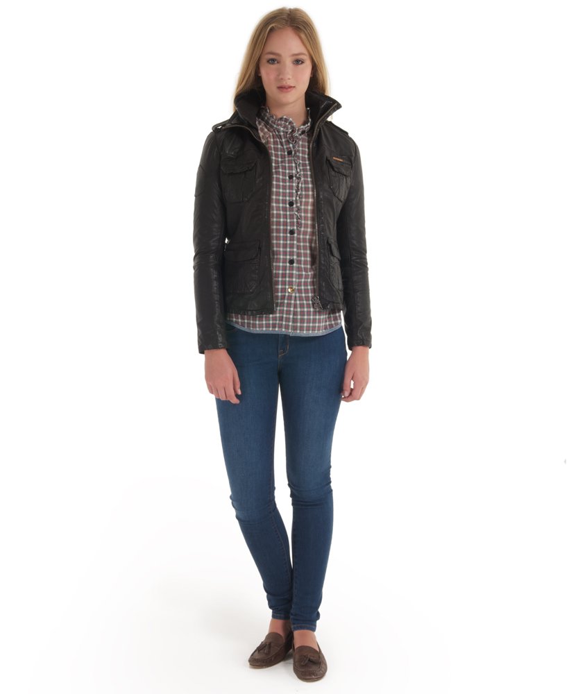 Superdry Ramona Women’s leather jacket Superdry Ramona distressed leather jacket logo pockets | eBay