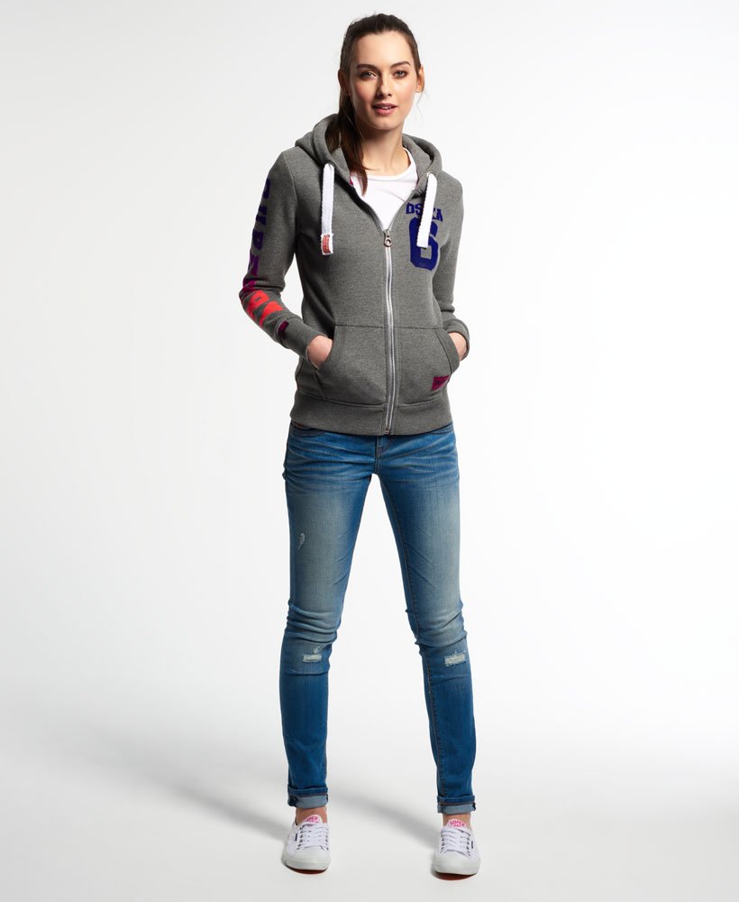 womens Osaka 6 Zip Hoodie in DARK MARL | Superdry US