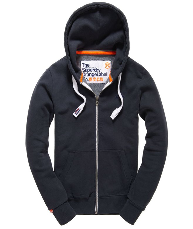 mens Orange Label Zip Hoodie in Eclipse Navy Superdry US